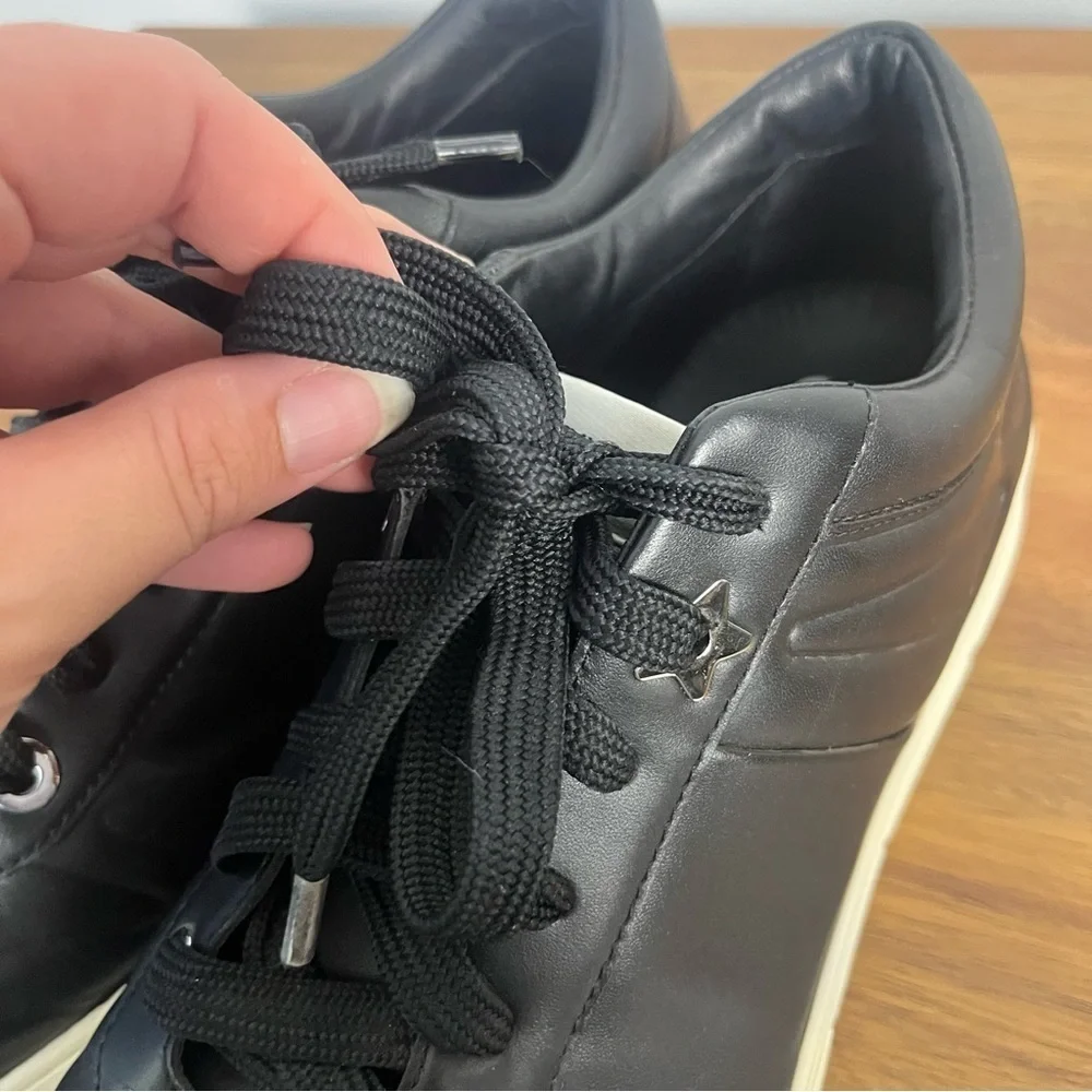 Jimmy Choo Hawaii Leather Black Low Top Sneaker 42